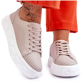 S.Barski Nahkaiset urheilukengät paksulla Beige Montigolla