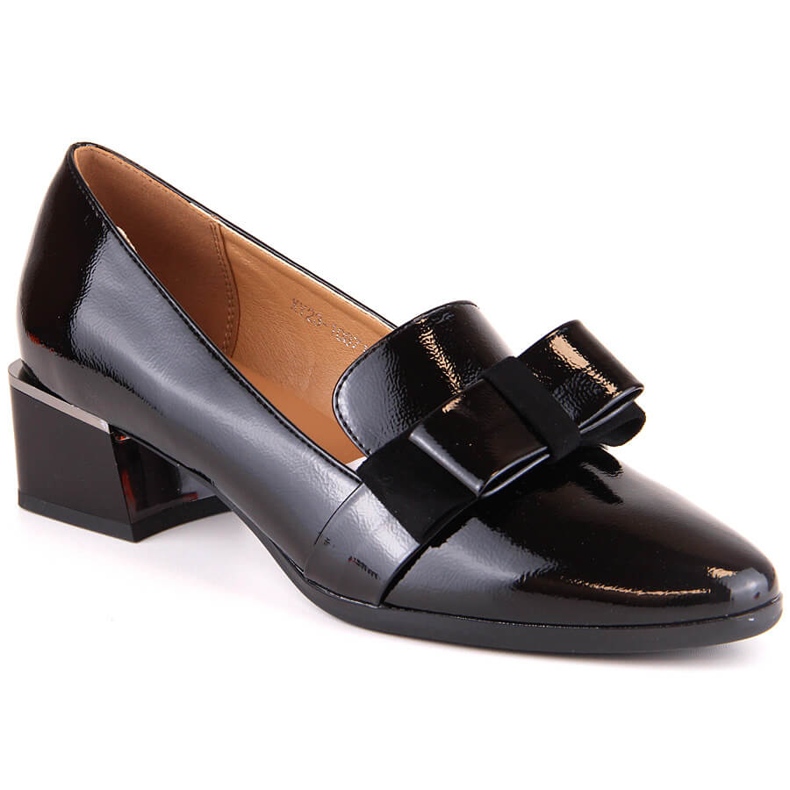 Mustat lakatut kengät naisille lohkossa McKeylor 10871