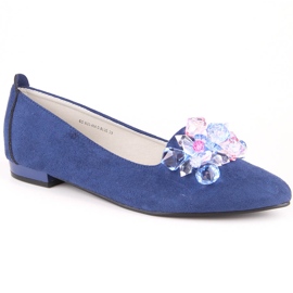 Naisten siniset mokkanahkabalerinat kristalleilla T.Sokolski W23-464 sininen