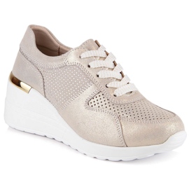 Nahkaiset mukavat kiilakengät kultaiset S.Barski LR29525 kultainen