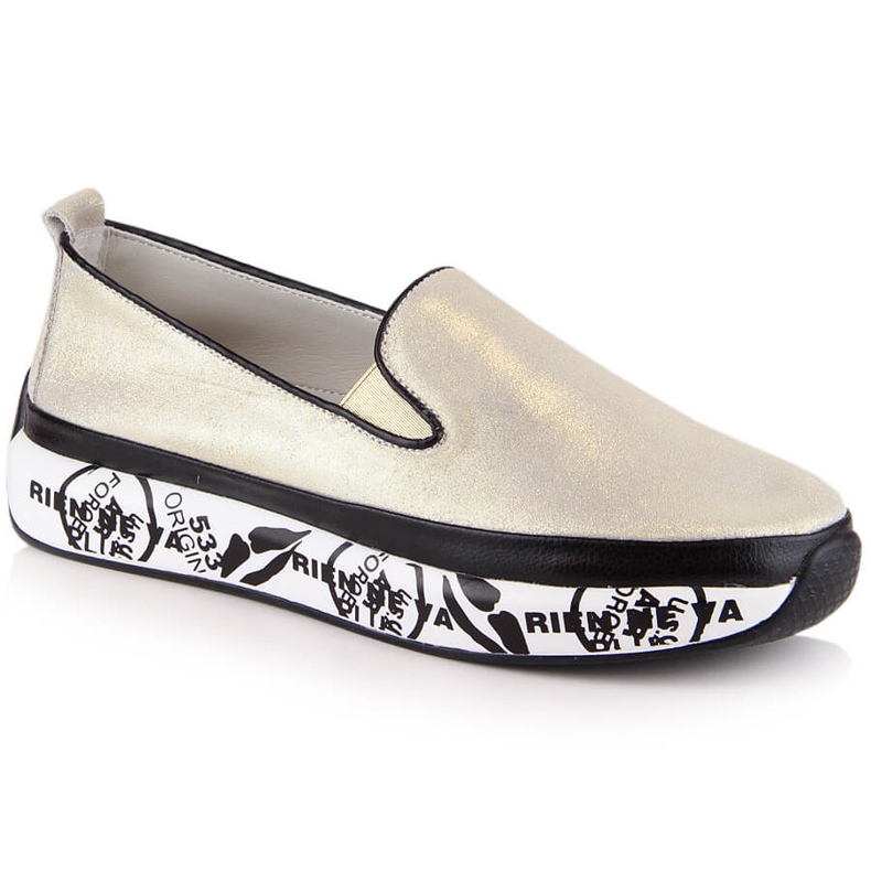 S.Barski LR29050 nahkaiset mukavat slip-on kengät naisille kultainen