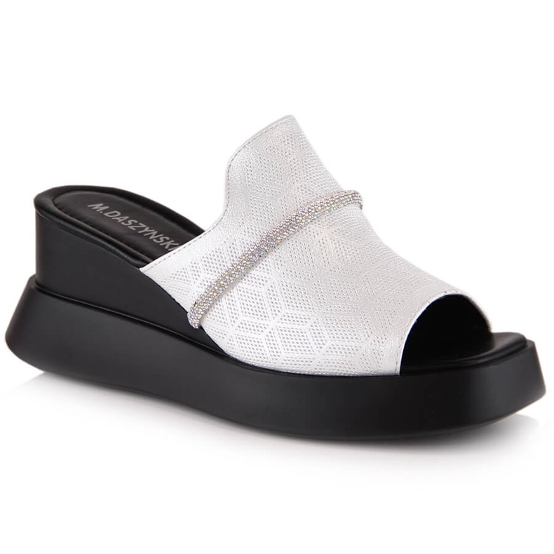 M. DASZYŃSKI Naisten hopeiset kiila sandaalit M.Daszyński SA209-2 hopea