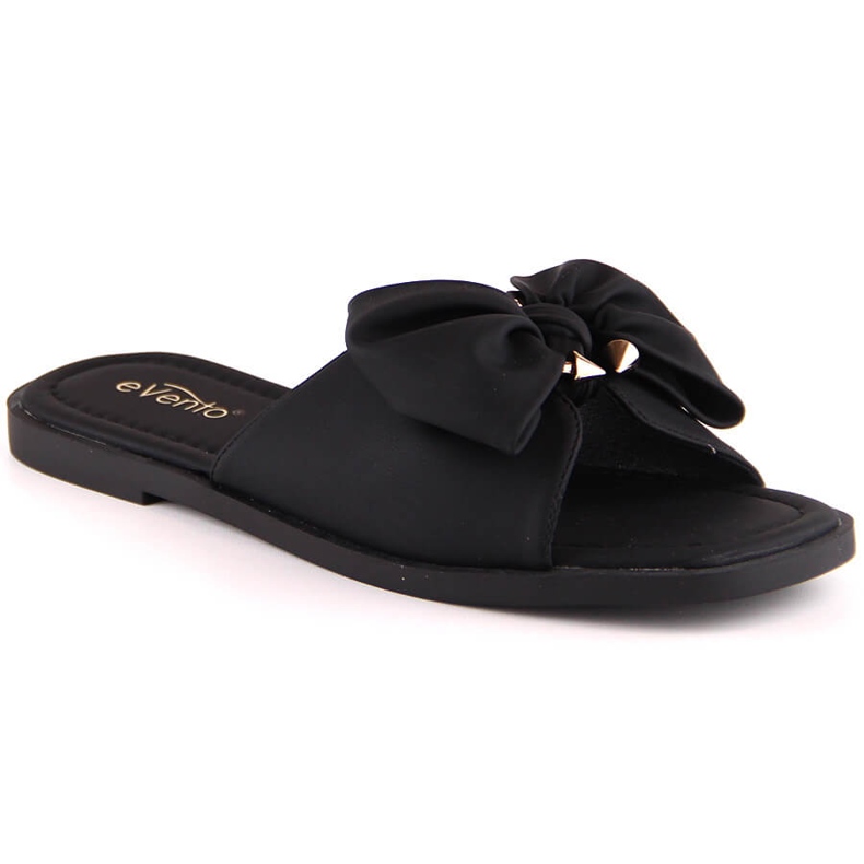 Naisten tasaiset tossut mustalla rusetilla eVento 5479