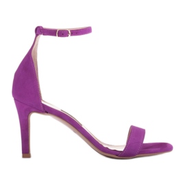 Marco Shoes Tyylikkäät sandaalit luonnollisesta mokkasta violetti Marco Shoes Tyylikkäät sandaalit luonnollisesta mokkasta violetti