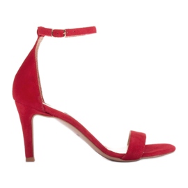 Marco Shoes Tyylikkäät sandaalit luonnollisesta mokkasta punainen Marco Shoes Tyylikkäät sandaalit luonnollisesta mokkasta punainen
