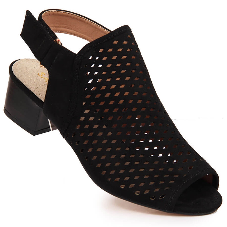 Naisten harjakattoiset sandaalit mustat Sabatina DM19-27