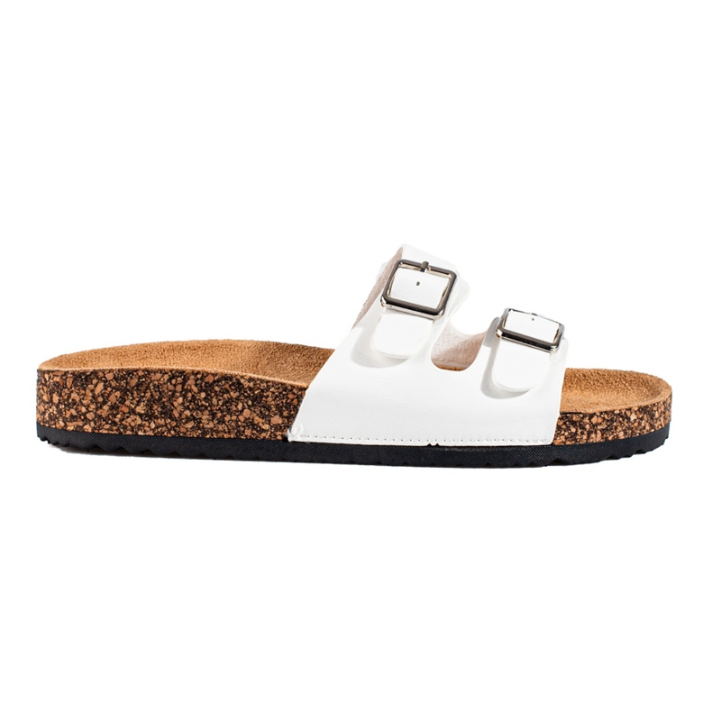 Valkoiset naisten liukumäet Shelovet-soljeilla valkoinen