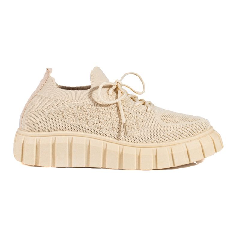 Naisten beigenväriset Shelovet-kankaiset urheilukengät