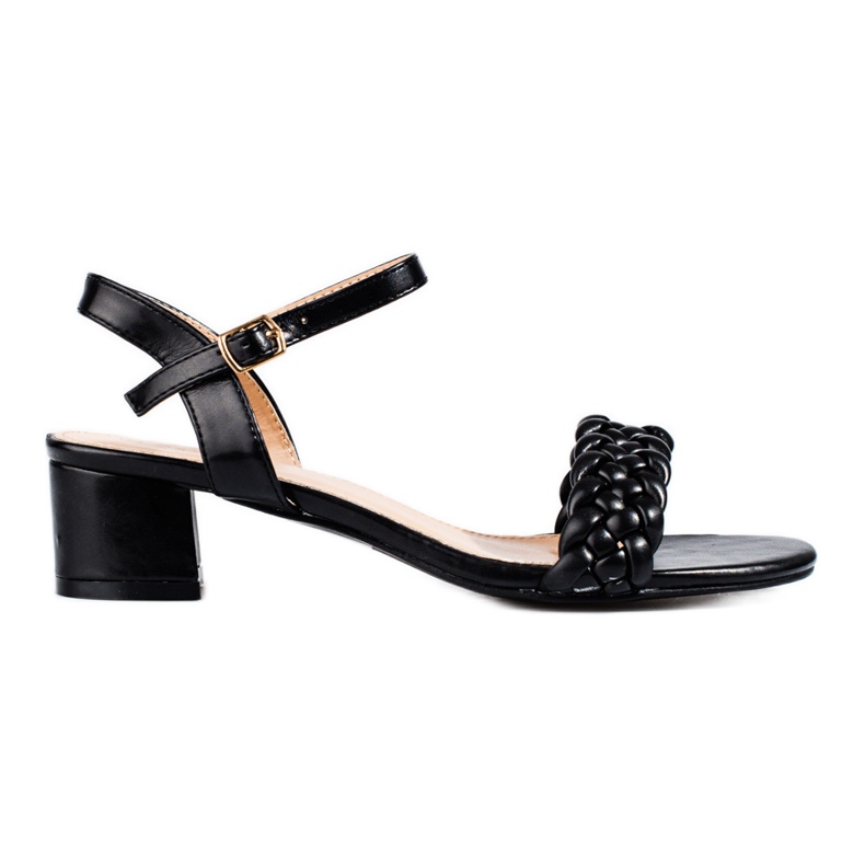 Shelovetin mustat matalakorkoiset sandaalit