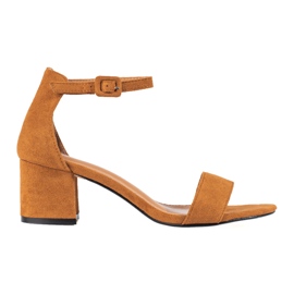 Shelovetin kamelin mokkanahkakorkosandaalit ruskea