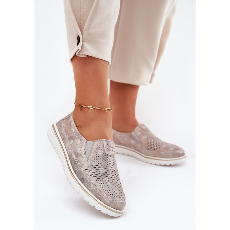 Suede Slip-on kengät Beige-Gold Inez