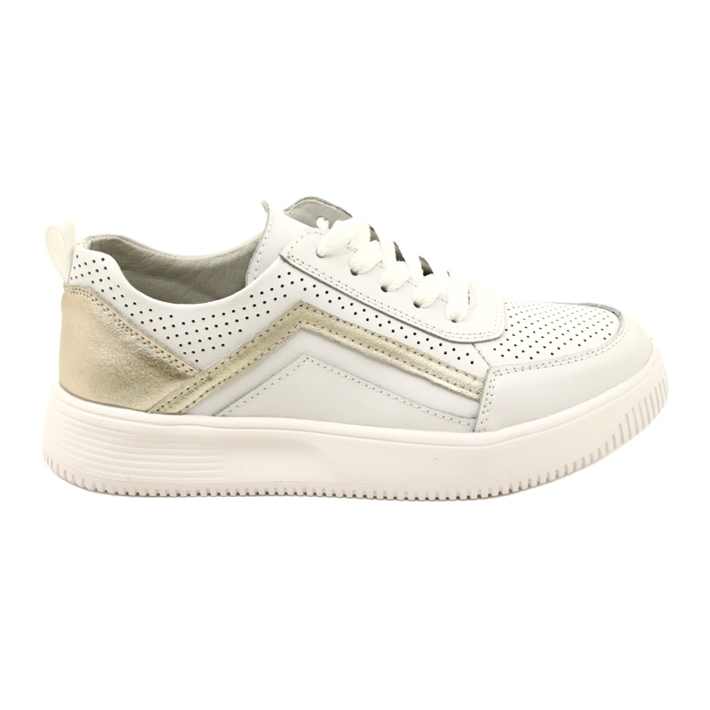 Valkoiset ja kultaiset nauhalliset nahkalenkkarit Evento 23PB08-5389 valkoinen