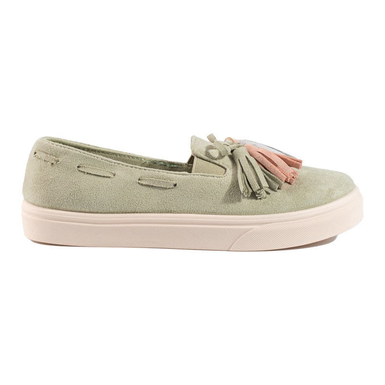 Shelovet Green mokkanahka Fringe Slip On vihreä