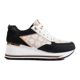 Naisten Shelovetin mustat ja beigenväriset wedge-lenkkarit