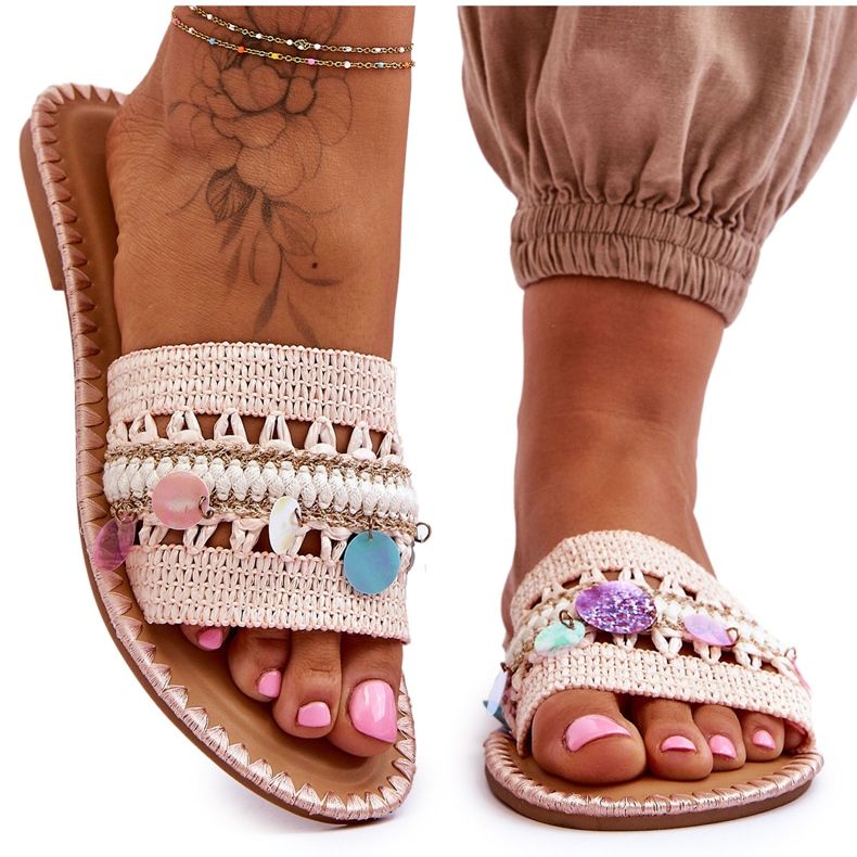 PS1 Naisten punotut koristeelliset tossut, pinkki Millano vaaleanpunainen