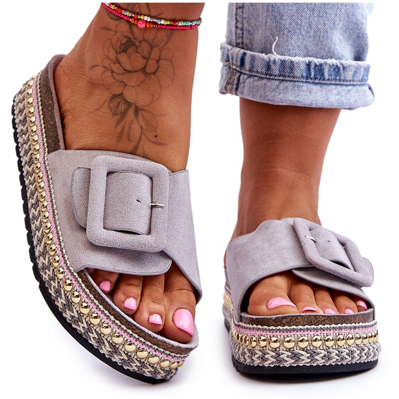 Naisten sandaalit koristeellisella alustalla Harmaa Joyce