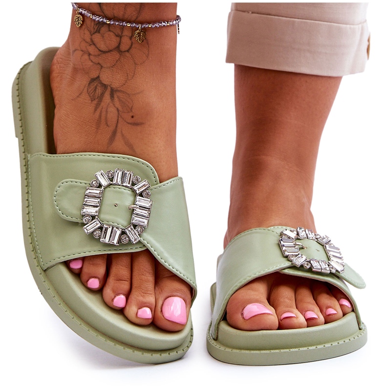 Naisten tossut vihreällä Beneca-koristeella