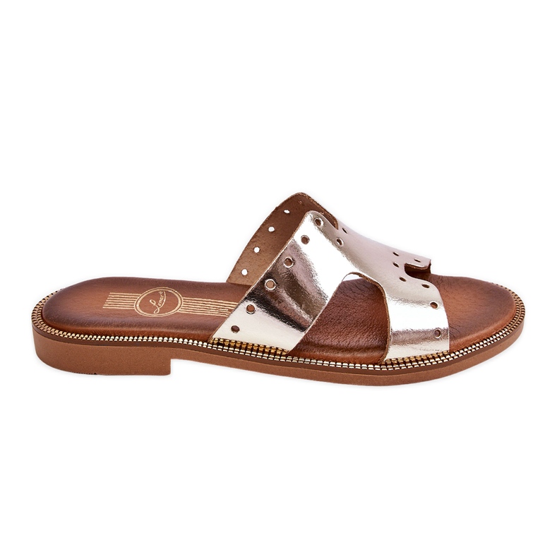 Lemar Naisten tossut koristeellisilla leikkauksilla Golden Emily kultainen