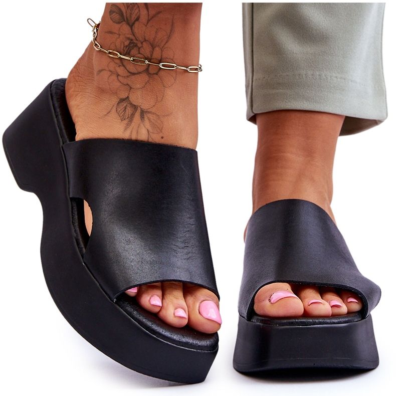 Lemar Naisten nahkaiset tossut, mustat Lucami