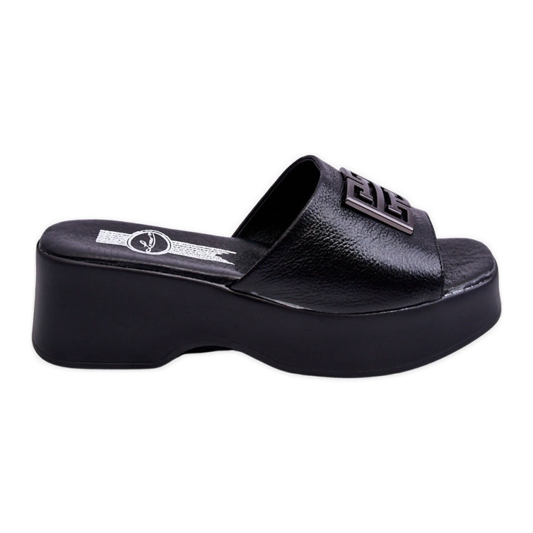 Lemar Naisten nahkaiset tossut, joissa koristelu musta Renna