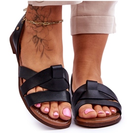 Zazoo Mukavat mustat Kayla nahkasandaalit