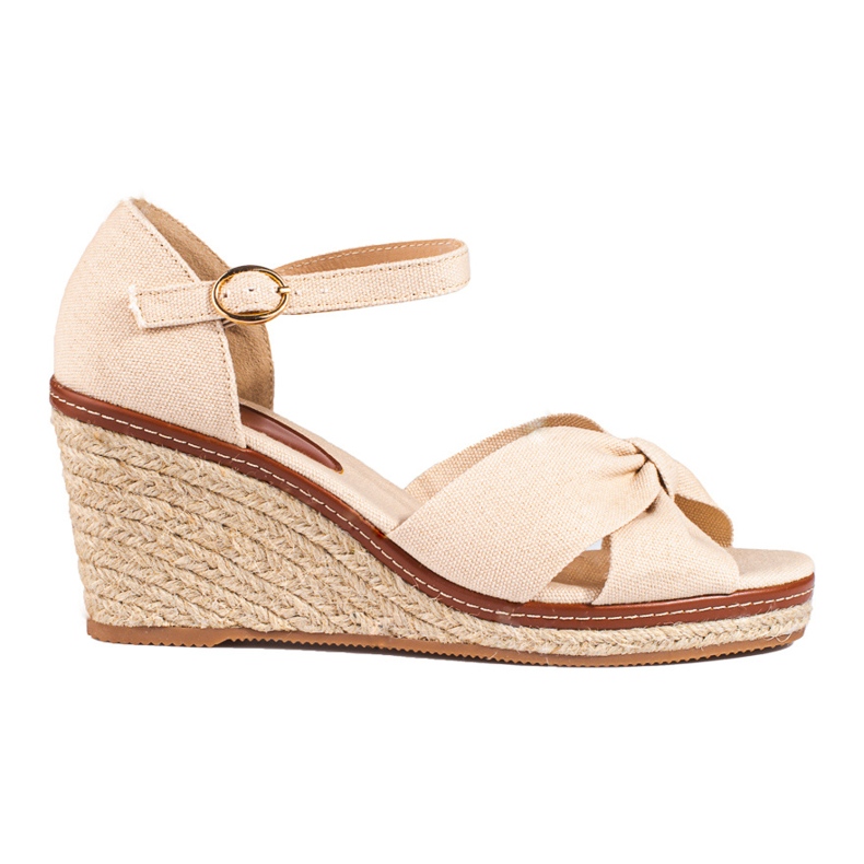 Shelovetin beige wedge espadrille -sandaalit