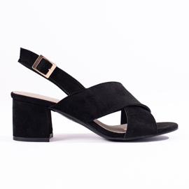 Shelovetin mustat mokkanahkakorkosandaalit