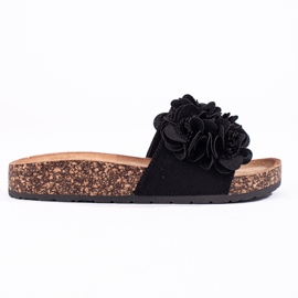 Shelovet mustat korkkitossut kukilla