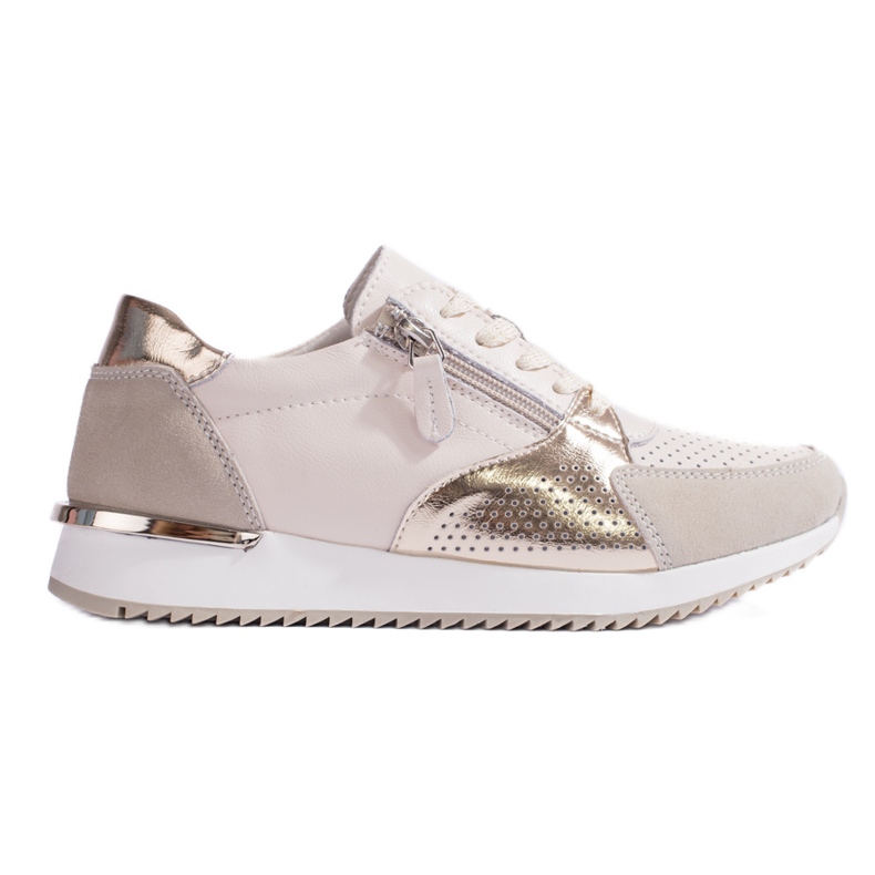 Shelvt naisten nahkaiset urheilukengät, beige