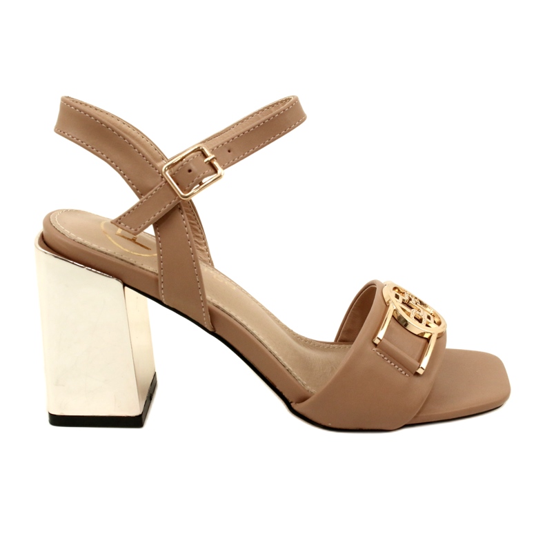 Filippo Naisten sandaalit kultaisella pylväällä koristeella DS4502 beige
