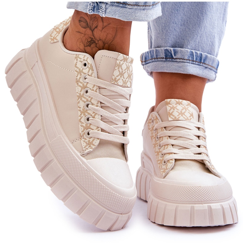 PG1 Naisten nahkaiset tennarit beige Alison