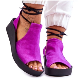 Suede Wedge Sandaalit Nicole 2743/067 Fuchsia vaaleanpunainen Suede Wedge Sandaalit Nicole 2743/067 Fuchsia vaaleanpunainen
