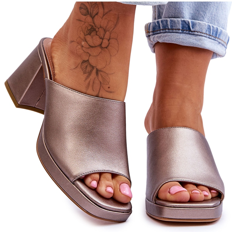 Muodikkaat Sergio Leone korkeakorkoiset tossut KL322 tumma hopea