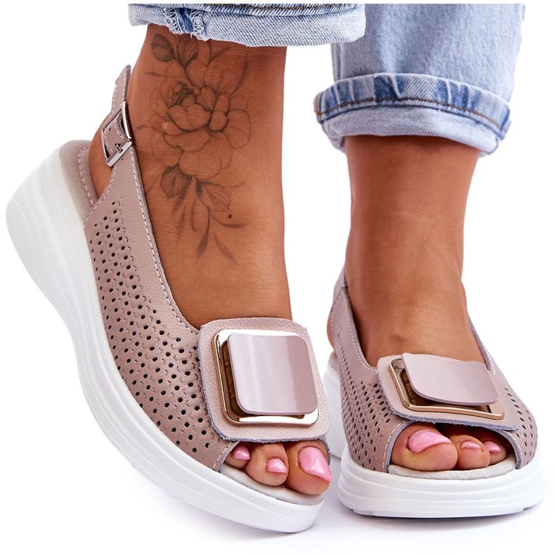 Harjakatkoiset nahkasandaalit S.Barski BN291 Pinkki vaaleanpunainen