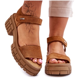 Naisten mokkanahkasandaalit Big Star LL276032 Camel ruskea