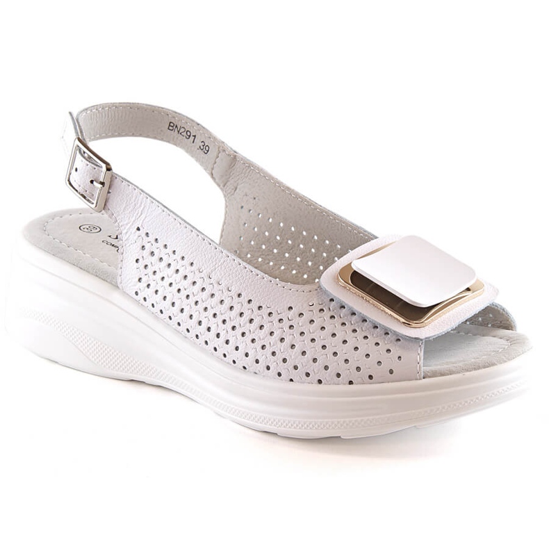 Naisten mukavat nahkaiset kiila sandaalit valkoinen S.Barski BN291