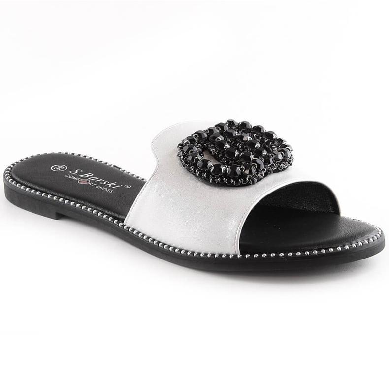 Naisten mukavat litteät tossut zirkonihopealla S.Barski Kv 520-30