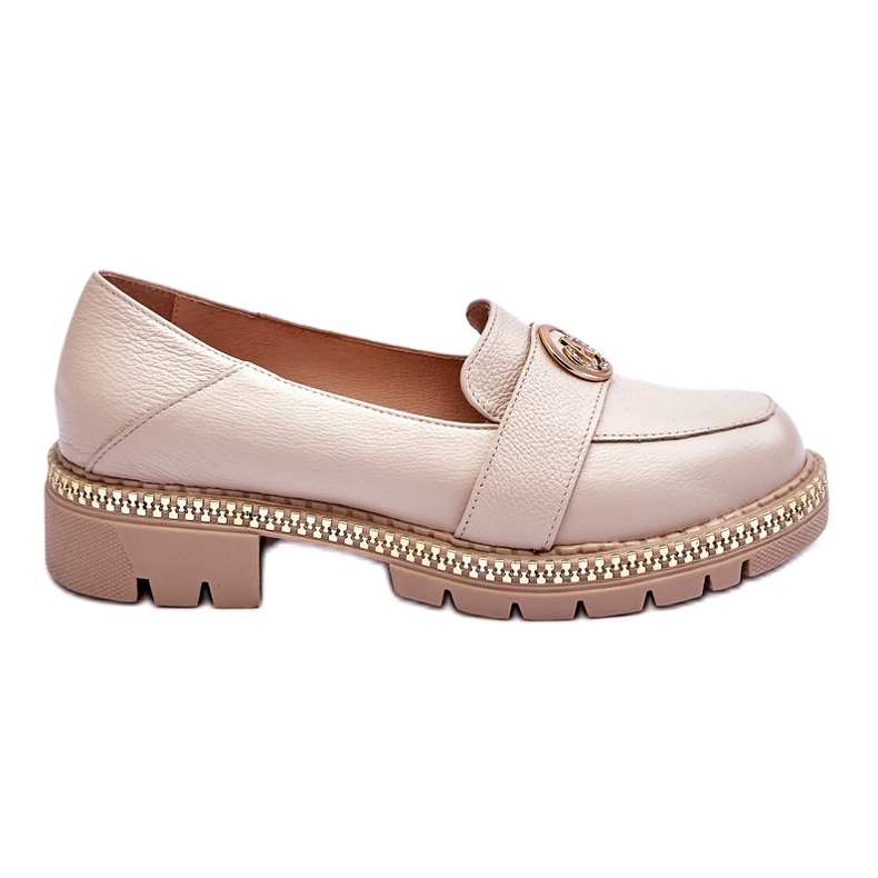 FILIPCZYK Tyylikkäät vaaleabeiget nahkaiset mokasiinit koristeella