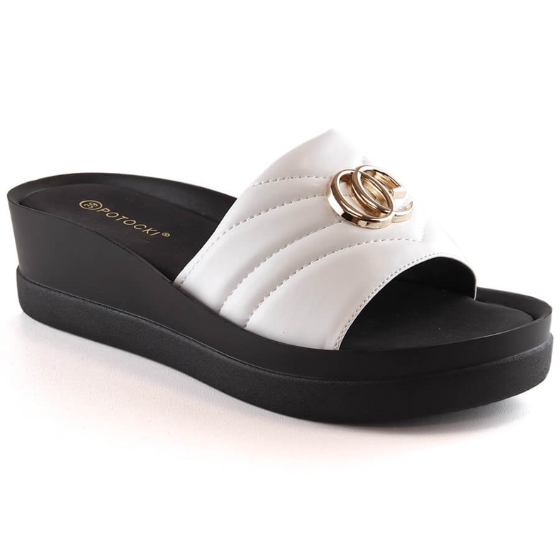 Naisten valkoiset kiilatossut Potocki YQ21001 valkoinen