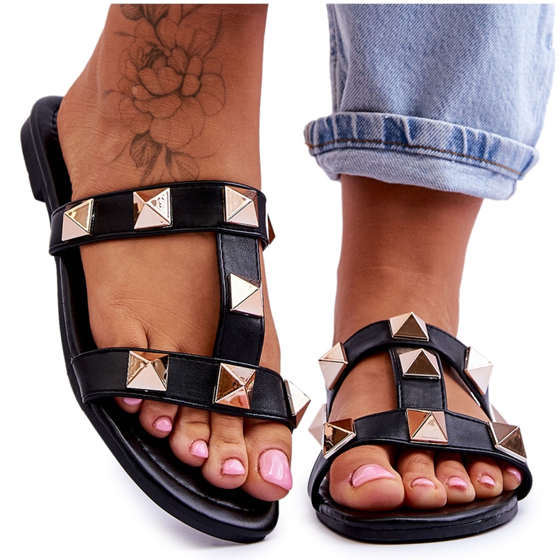 Naisten tossut isoilla napeilla, musta Mercure