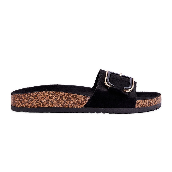 Naisten mokkanahkaiset tossut, mustat Festil