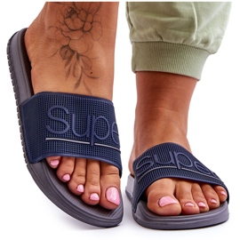 Vaaleat naisten tossut laivastonharmaalla merry-kirjoituksella sininen