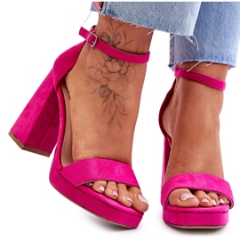 Muodikkaat Fuchsia Merila Square Heel Suede sandaalit vaaleanpunainen Muodikkaat Fuchsia Merila Square Heel Suede sandaalit vaaleanpunainen