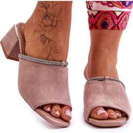 S.Barski mokkanahkaiset korkeakorkoiset tossut KV-612-2 beige