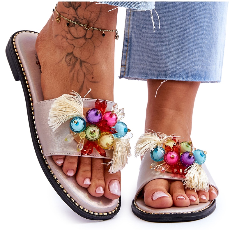 Tossut koristehelmillä S.Barski KV-2775-47 Nude beige