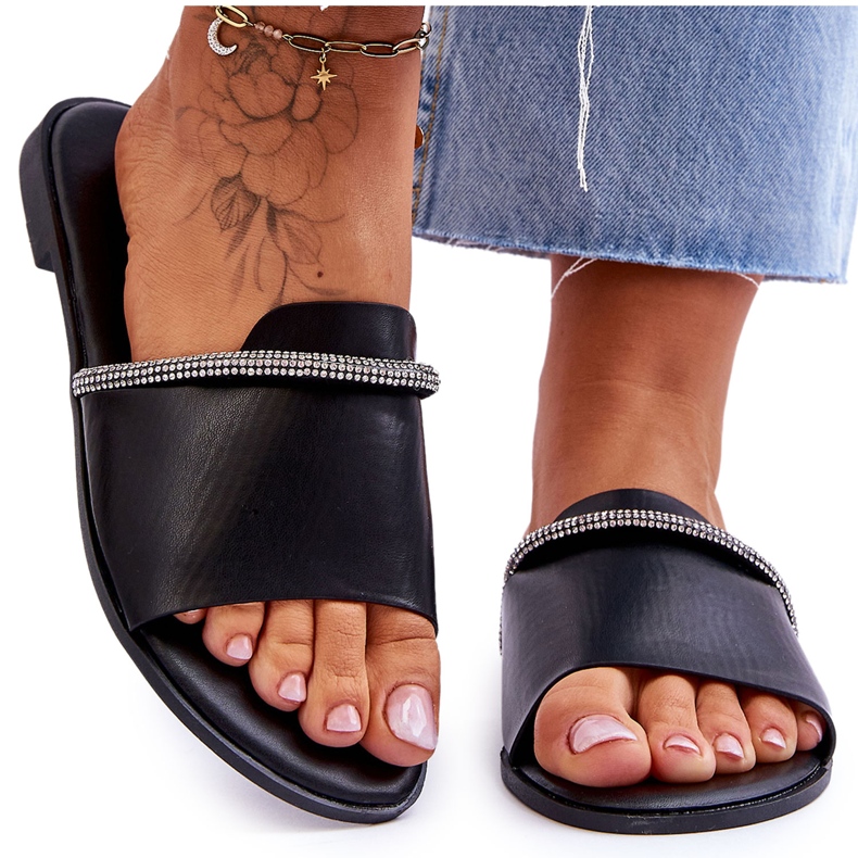 Tyylikkäät litteät korkokengät, musta termen