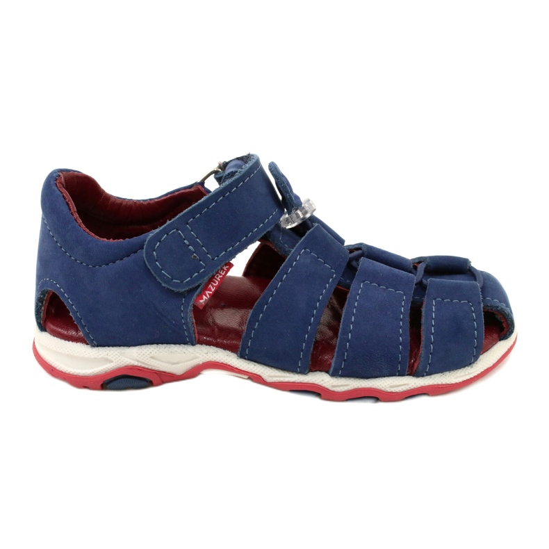 Nahka -sandaalit tarranauhoille Mazurek 1364 Navy Blue sininen
