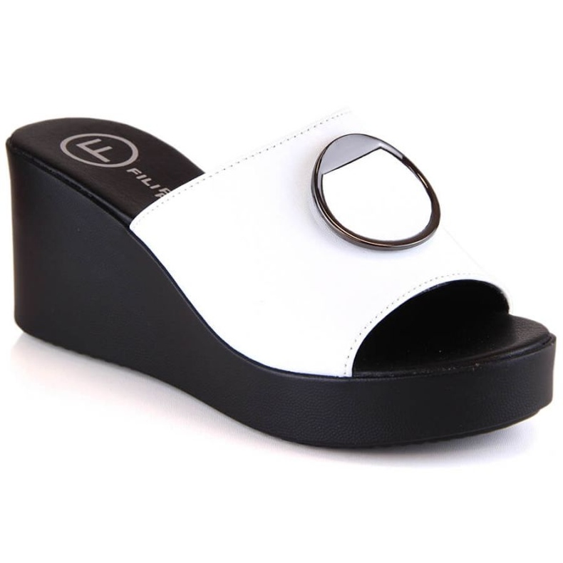 Filippo DK4610 valkoiset nahkaiset kiilamuulit valkoinen