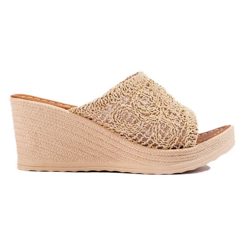 W. Potocki Naisten kiila sandaalit harjakattoisella vyöllä, beige Potocki