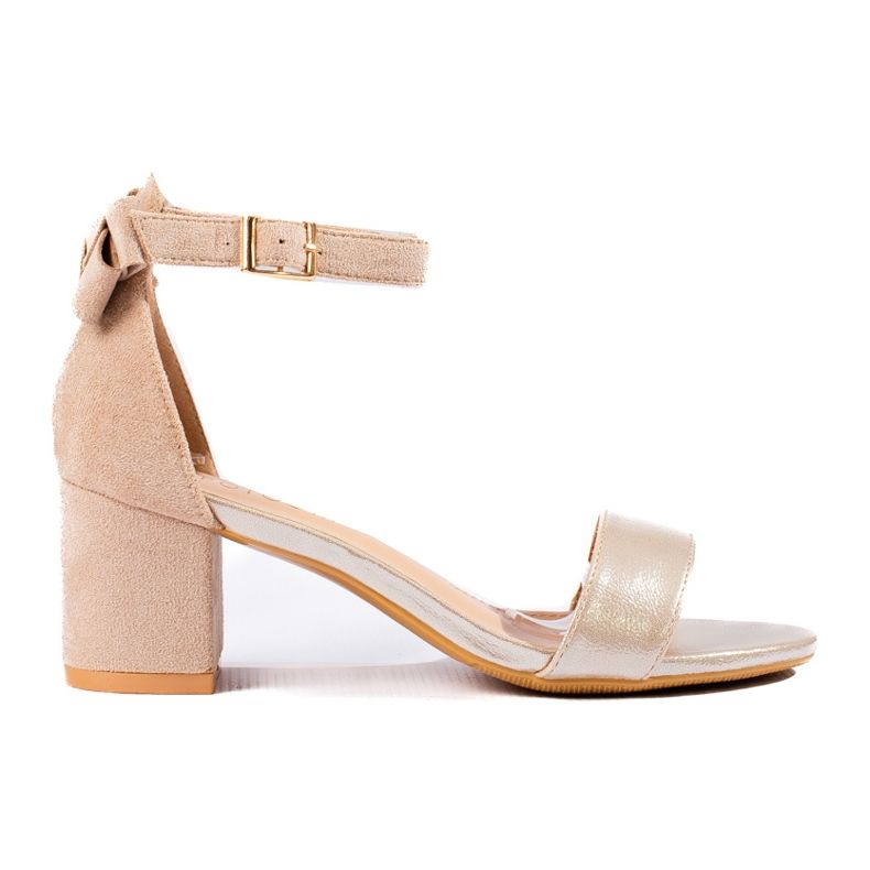 W. Potocki Potockin beige-kultaiset sandaalit rusetilla